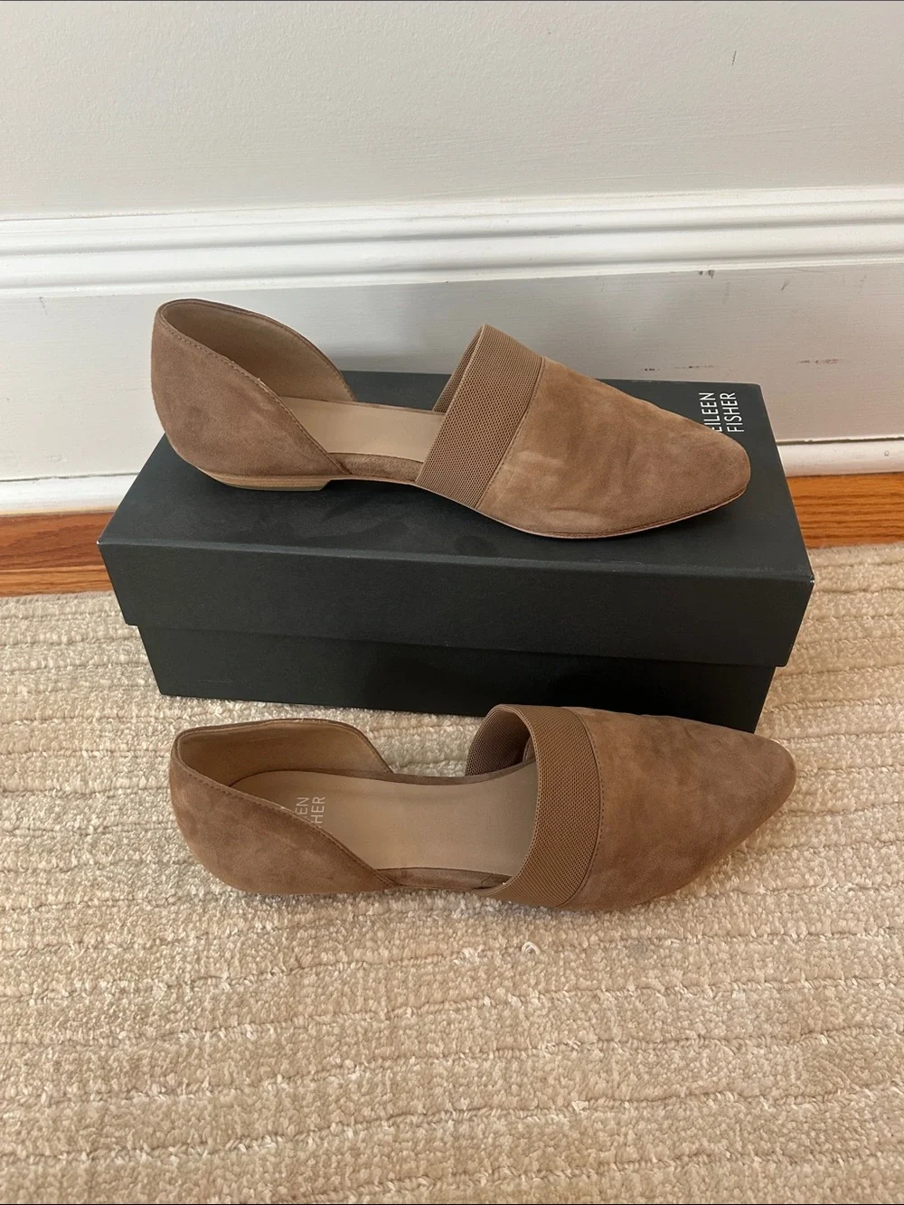 Eileen Fisher Taupe Suede D’Orsay Pointed Flats